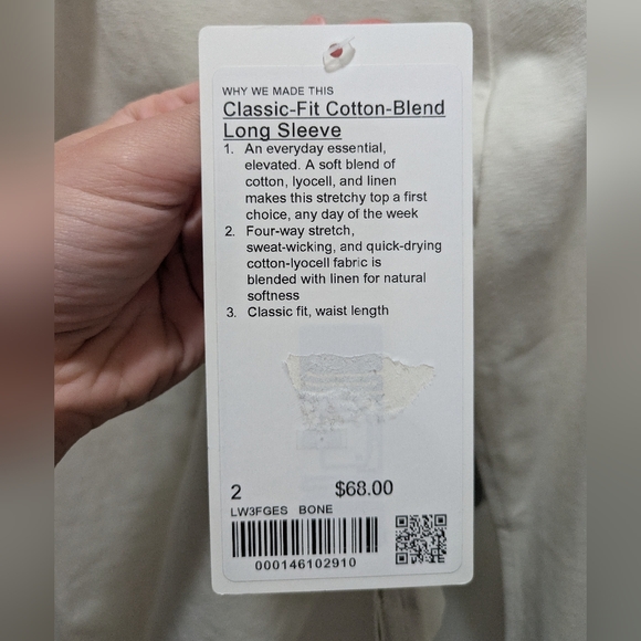 NWT Lululemon Classic-Fit Cotton-Blend Long Sleeve - Picture 4 of 7